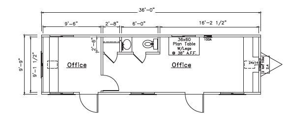 Office Trailers CA 10' x 40' Layout