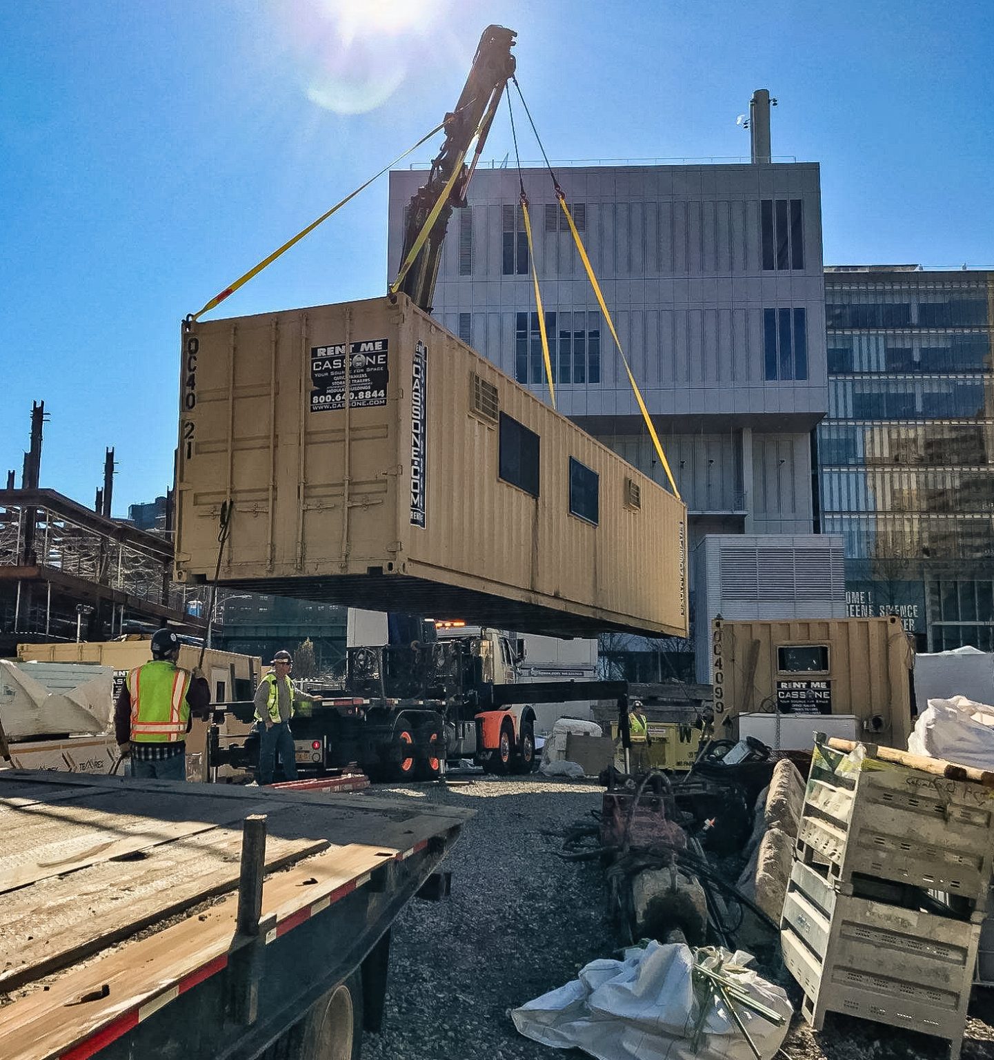 construction site shipping containers