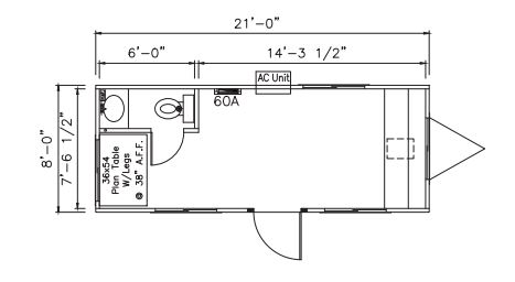 Office Trailer Mobile Unit CA 8' x 25' Layout