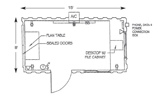 Office Container OC 8' x 15' Floor Plan