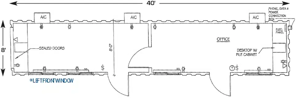 40ft two room office container floor plan model OC 8x40