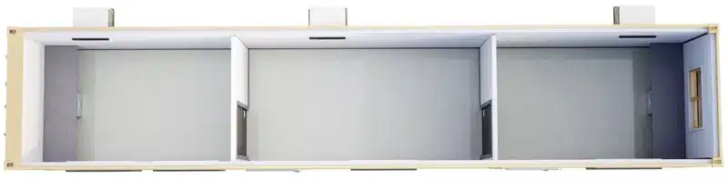 Office Container OC 8' x 40' 3-Room 3D Floor Plan